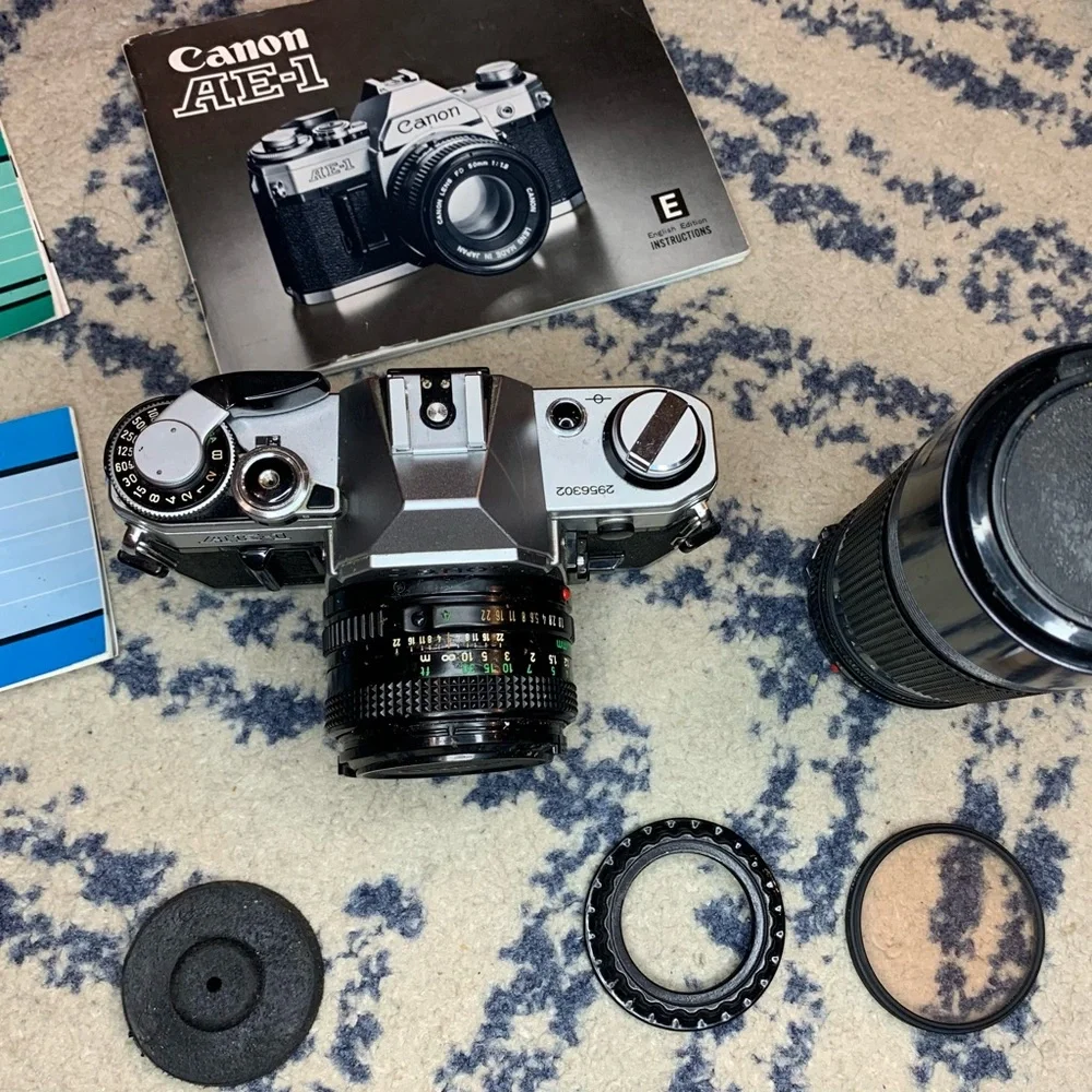 Canon AE-1 Program 35mm SLR Camera With Lenses Bundle Fully Film Tested